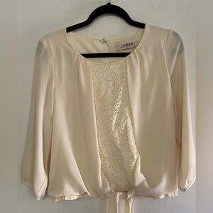 Cumar Italy Women's Cream Blouse with Lace Detail